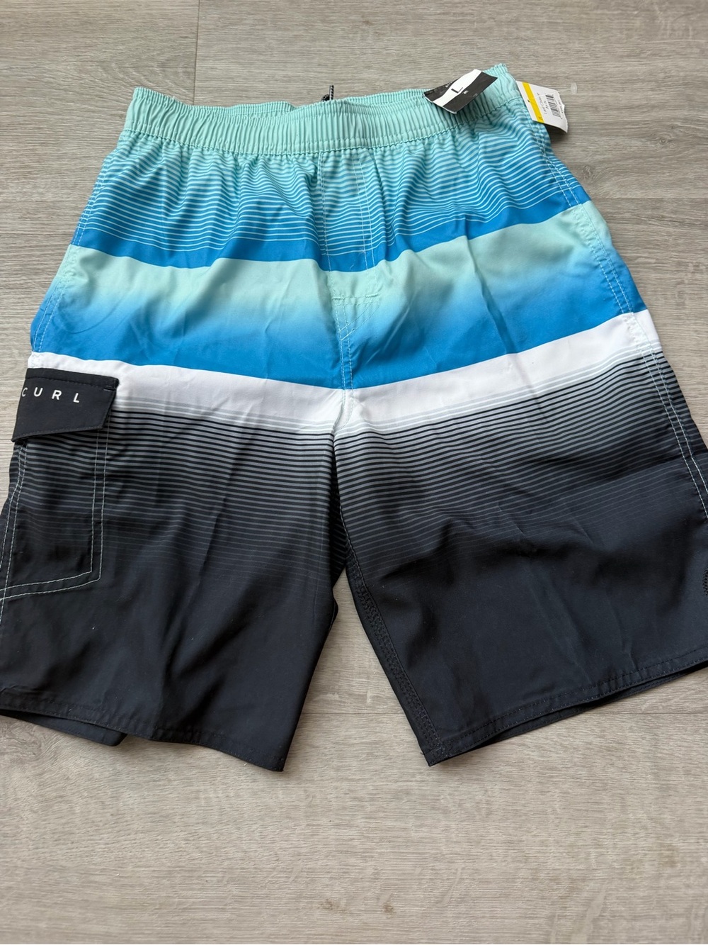 New Rip Curl Kids Blue Gradient Stripe Boardshorts Size L
